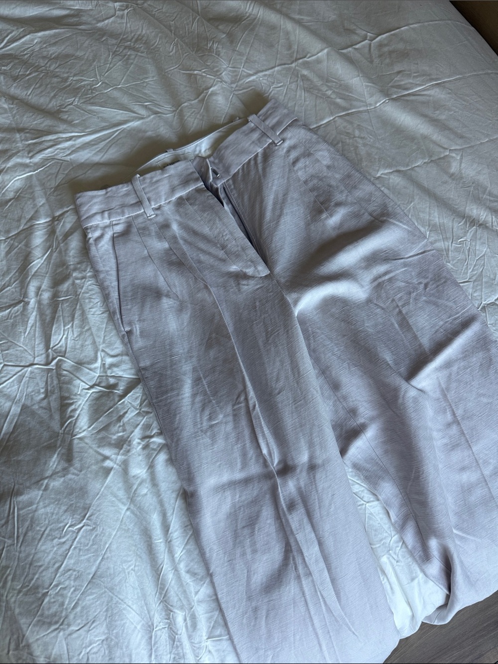 Wilfred Light Gray High-Waist Pleated Trousers